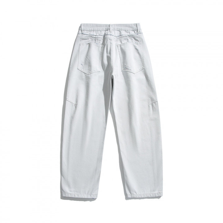 Women's Wide High-Waist Cropped Jeans with Visible Button Placket, Raw Hem and Utility Seams Mune Fashion