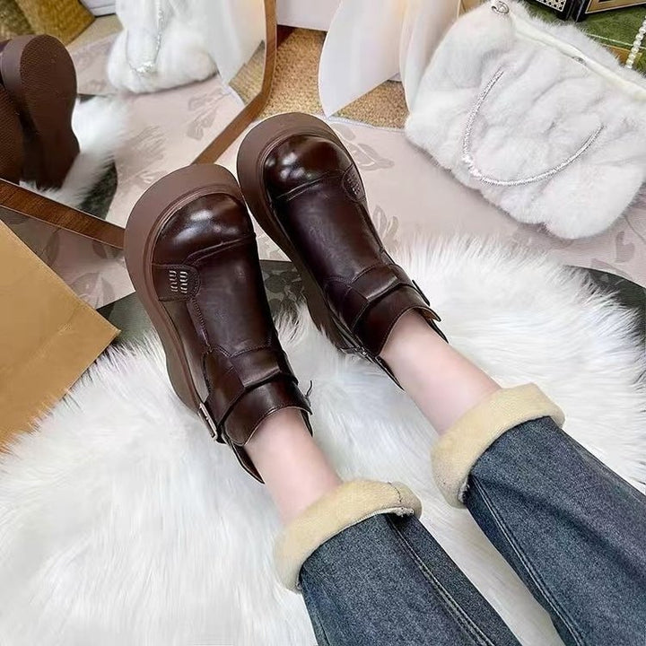 Ladies Stylish Leather Boots with Cozy Lining Mune Fashion