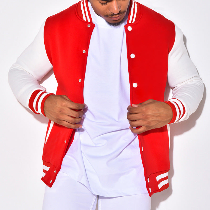Men's Nano Retro Sports Bomber Jacket with Press Button Placket, Contrast Sleeves and Ribbed Cuffs Mune Fashion