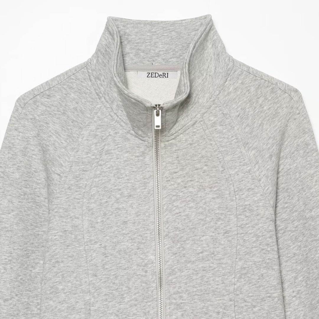 Women's Custom-made Sweat Jacket with Stand-up Collar, Zipper and Raglan Sleeves Mune Fashion