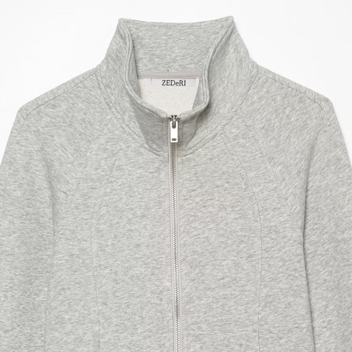 Women's Custom-made Sweat Jacket with Stand-up Collar, Zipper and Raglan Sleeves Mune Fashion