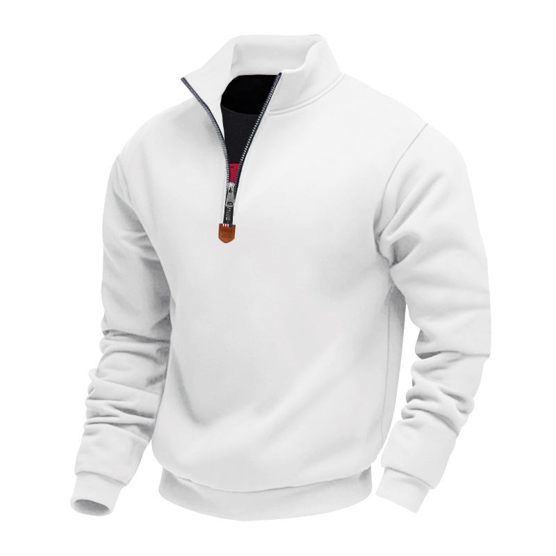 Men's nan Premium half-zip sweatshirt with high stand-up collar, sturdy zipper, and ribbed hem Mune Fashion