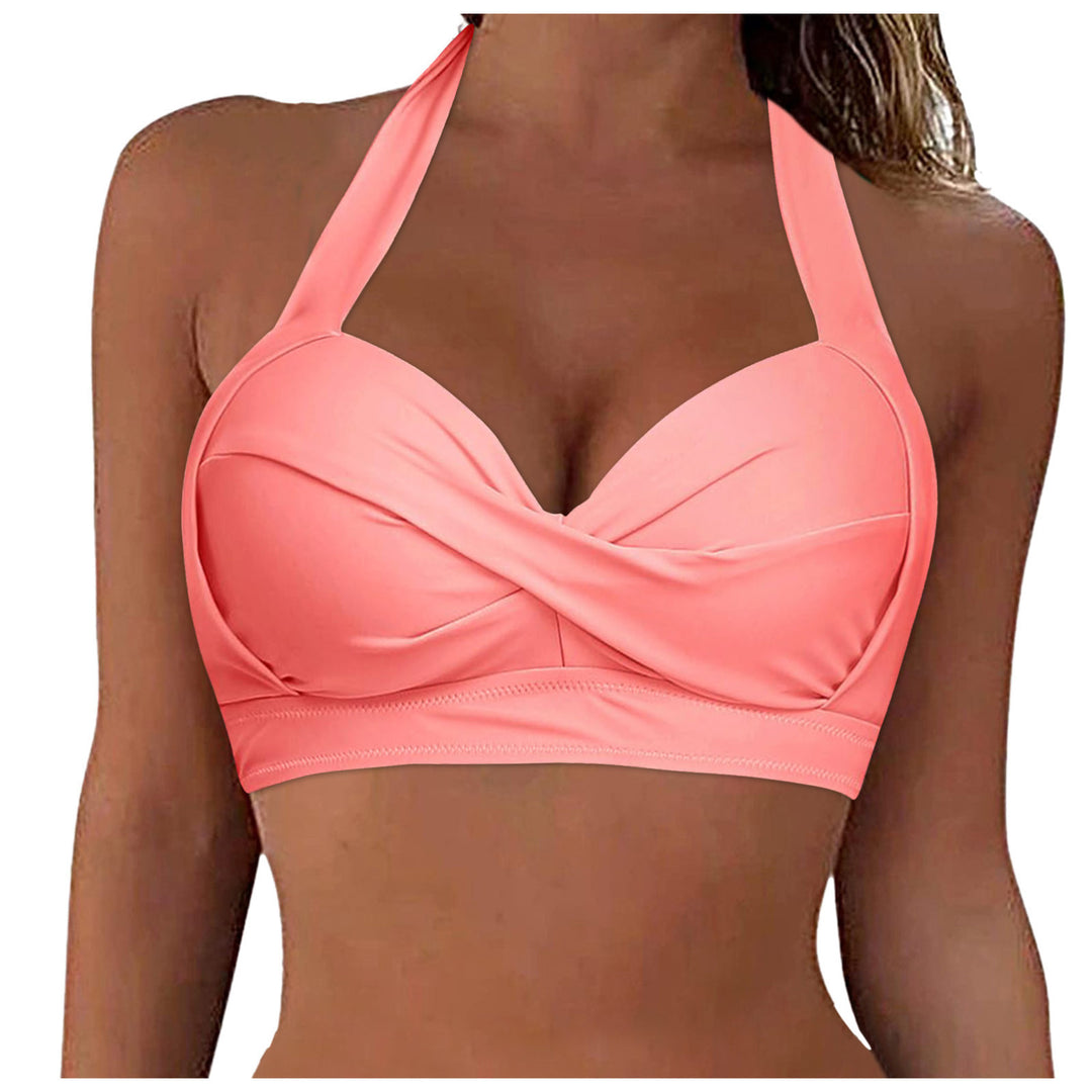 Women's Sporty Bikini Top with Deep Neckline and Halter Design Mune Fashion
