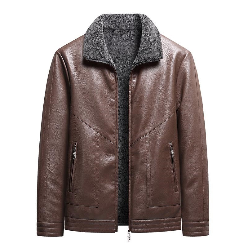 Men's Modern Faux Leather Blazer with Teddy Lining Mune Fashion