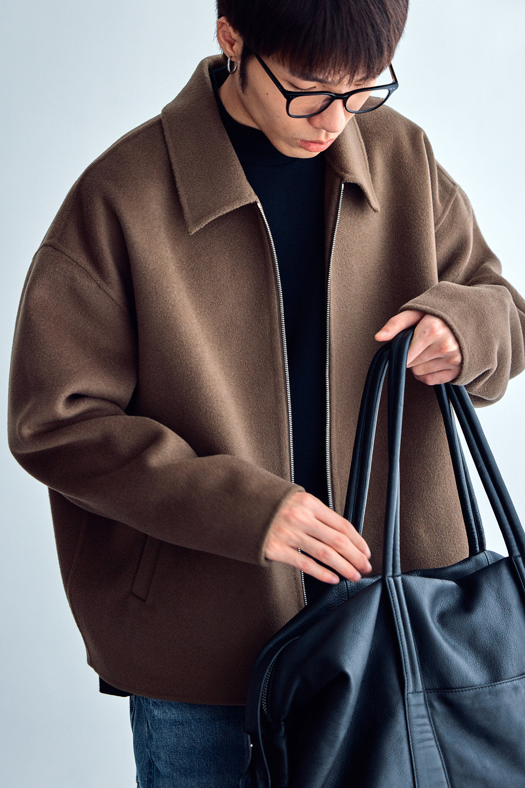 Men's wool jacket with zipper and loose fit Mune Fashion