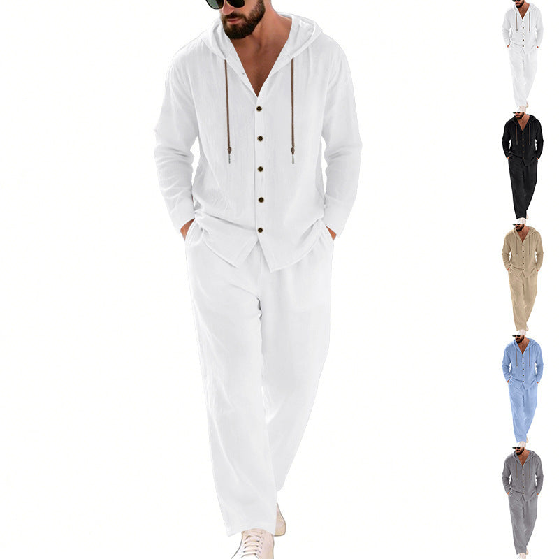 Men's nan legeres hoodie lounge set with button placket, drawstring trousers and side pockets Mune Fashion