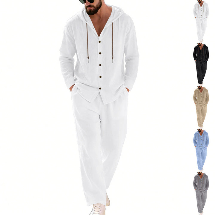 Men's nan legeres hoodie lounge set with button placket, drawstring trousers and side pockets Mune Fashion
