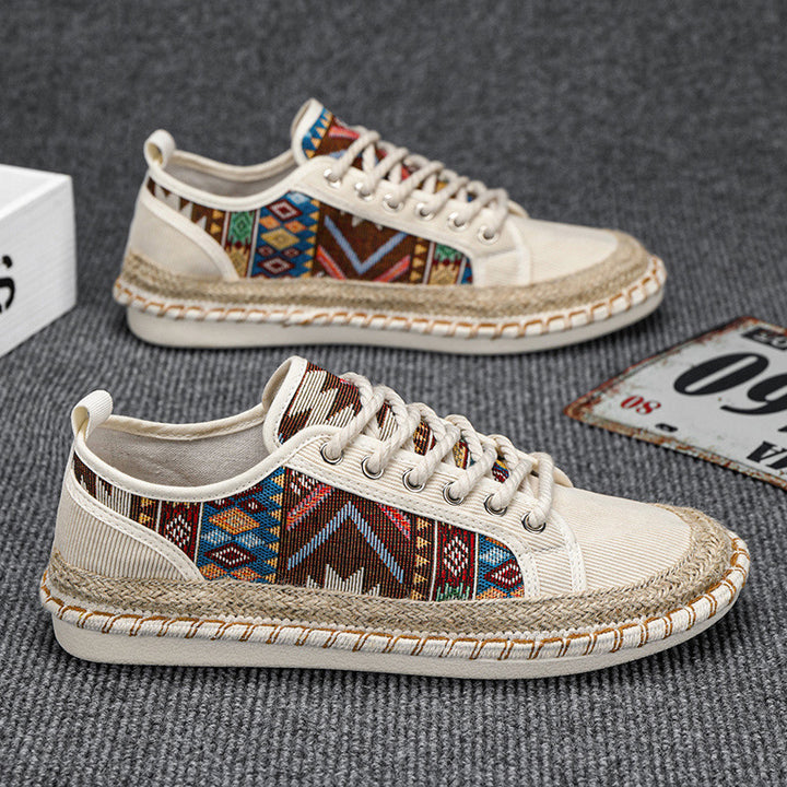 Unisex Espadrille sneaker with woven jute midsole and ethnic woven pattern Mune Fashion
