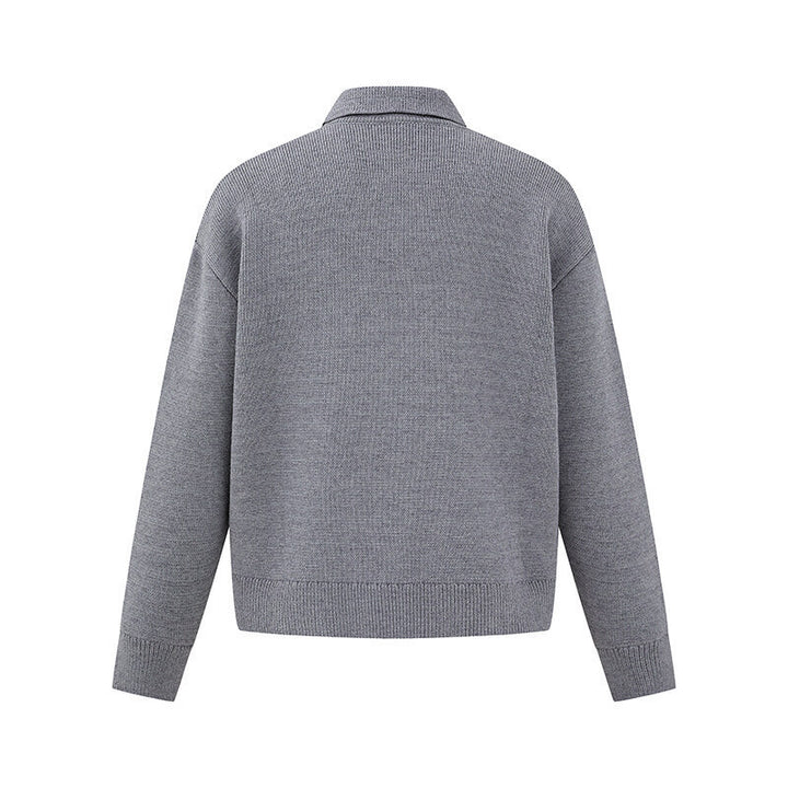 Men's Boxy Knit Sweater with Polo Collar and Half Button Placket Mune Fashion