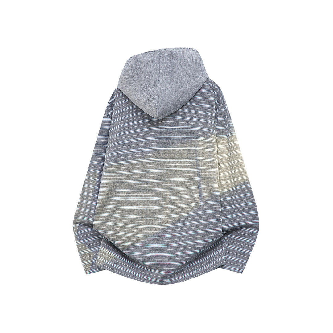 Unisex Oversize Hoodie with deep V-neck and fine striped pattern Mune Fashion