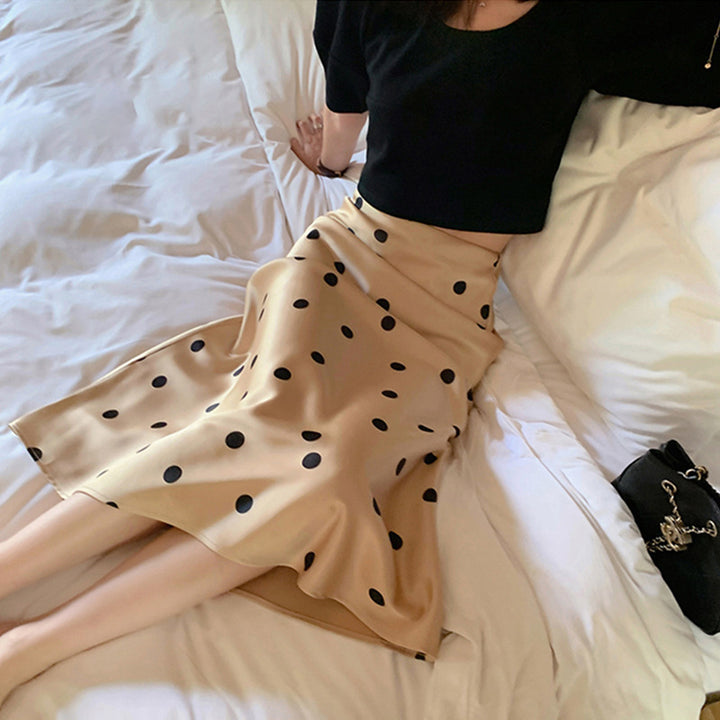Ladies Elegant Satin Skirt with Polka Dots Mune Fashion