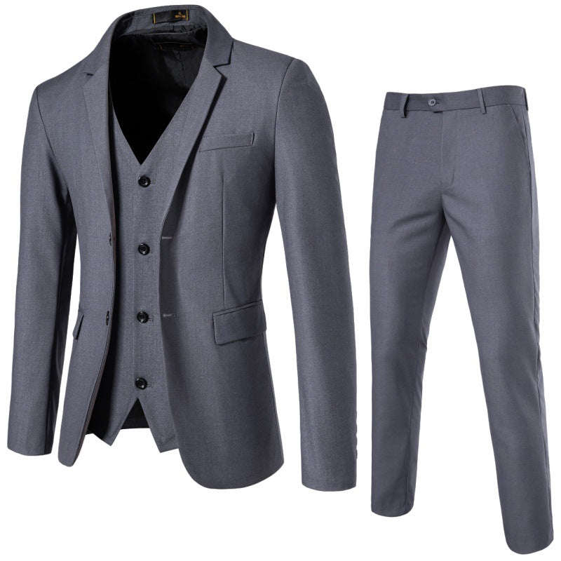 Men's Three-Piece Tailored Suit Set with Slim Blazer, Vest, and Slim Flat Front Trousers Mune Fashion