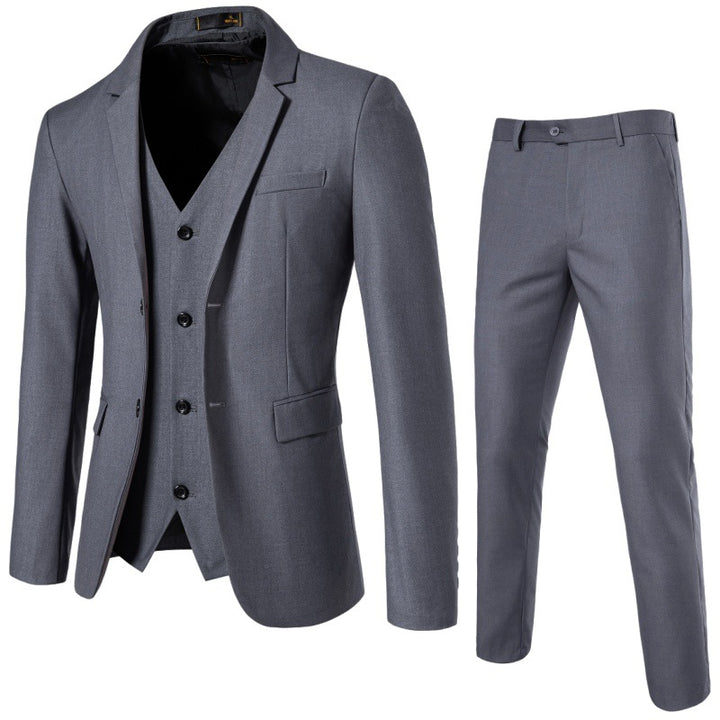 Men's Three-Piece Tailored Suit Set with Slim Blazer, Vest, and Slim Flat Front Trousers Mune Fashion