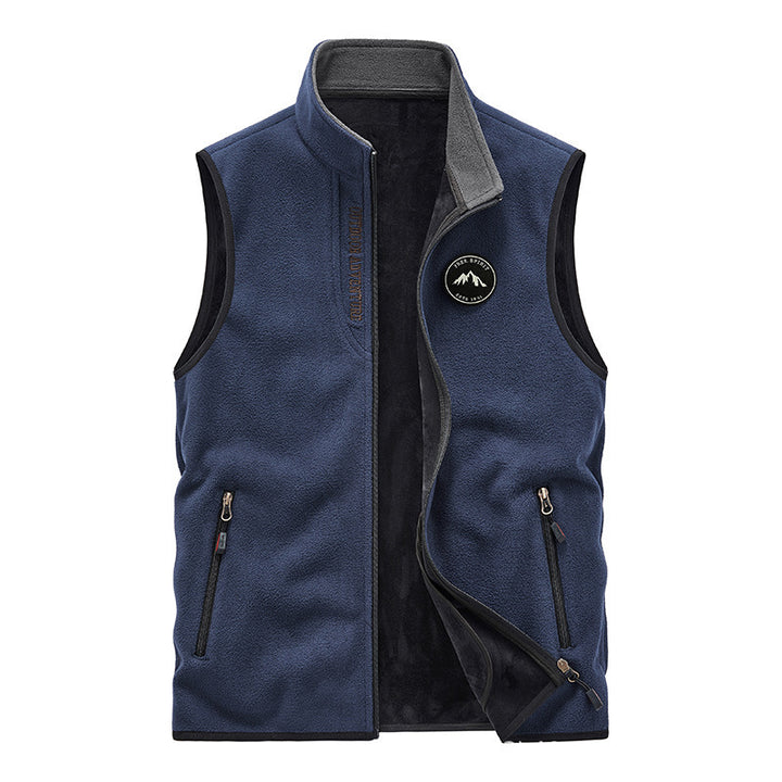 Men's Fleece Outdoor Vest with high-neck collar and two zip pockets Mune Fashion