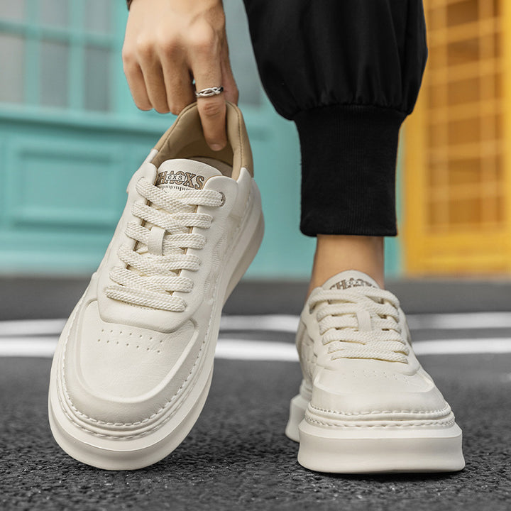 Unisex Voluminous Low Sneakers with Embossed Checkerboard Pattern and Padded Heel Collar Mune Fashion