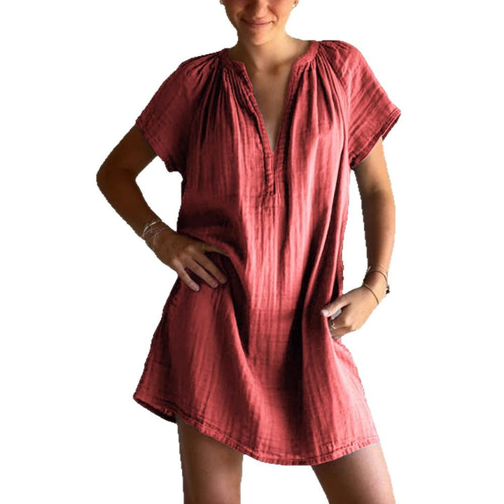 Women's Lightweight Top with V-Neck and Loose Fit Mune Fashion