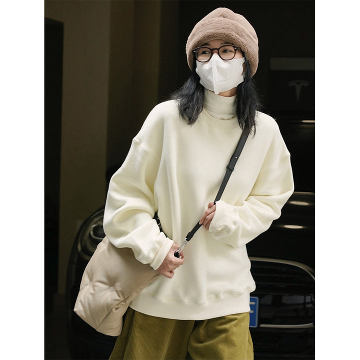 Women's Loose Oversized Sweatshirt with Drop Shoulder and Ribbed Hem Mune Fashion