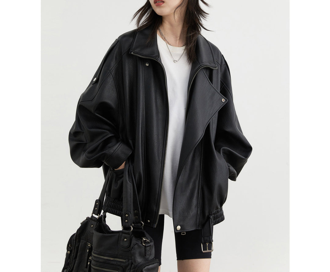 Women's Stylish Leather Jacket Mune Fashion