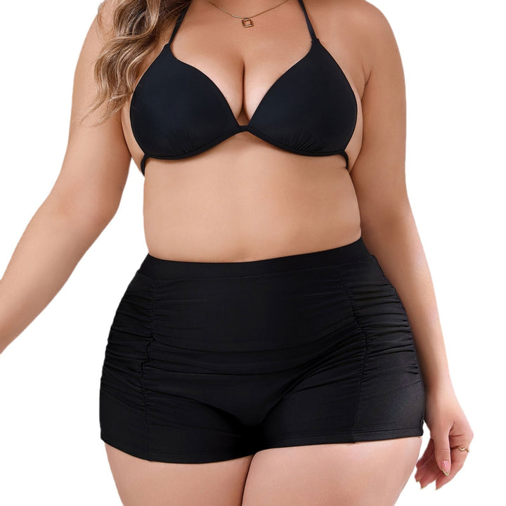 Women High-Waisted Swim Shorts with Subtle Ruffle Details Mune Fashion