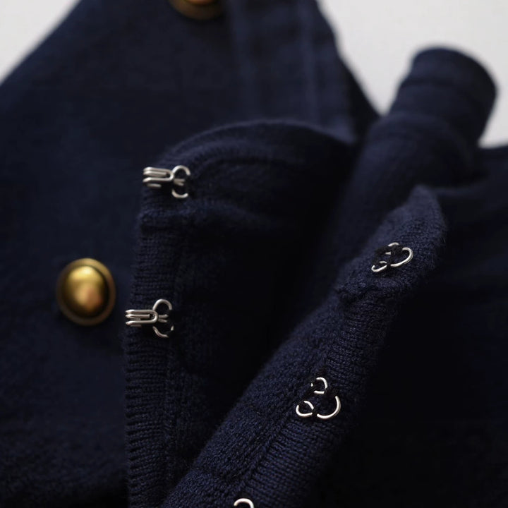 Women's collarless, short-cut officer blazer with golden decorative buttons Mune Fashion