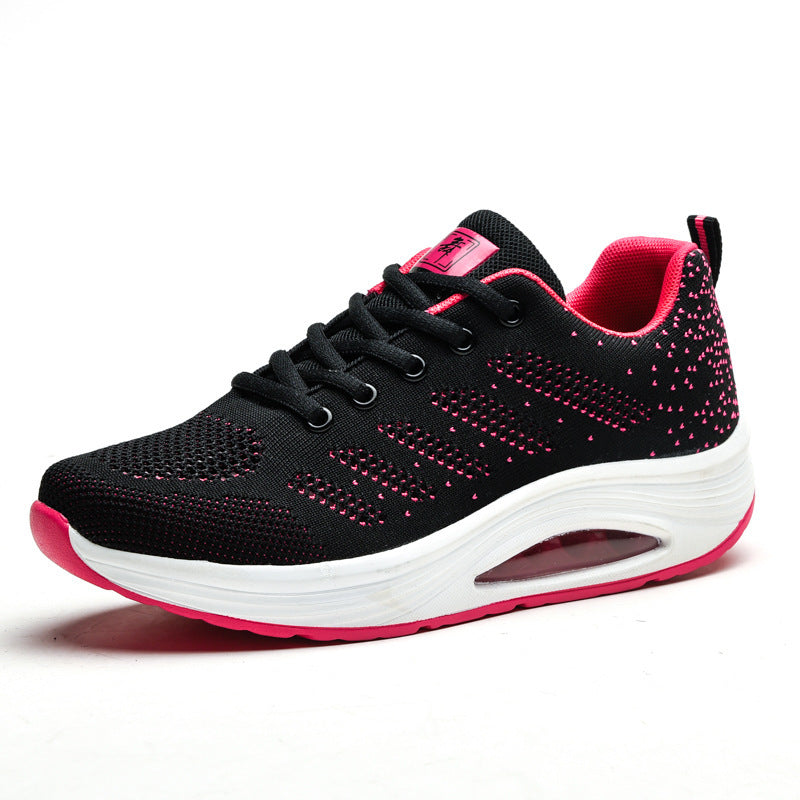Ladies nan breathable knitted comfort walking sneakers with integrated air cushioning and ergonomic rocker sole Mune Fashion