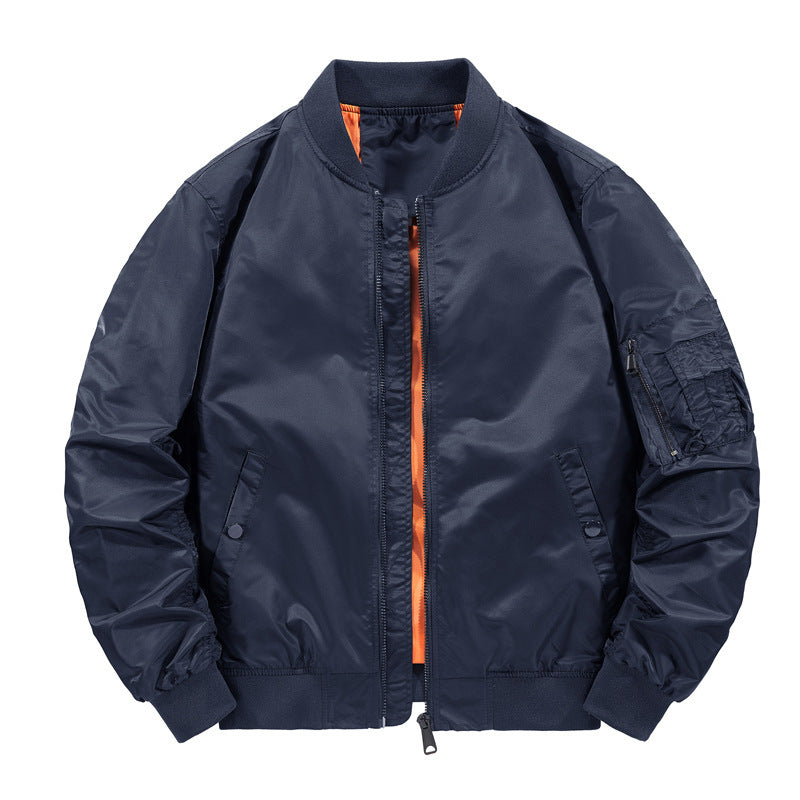 Men's Nylon Bomber Jacket in Pilot Style with Arm Pocket and Ribbed Cuffs Mune Fashion