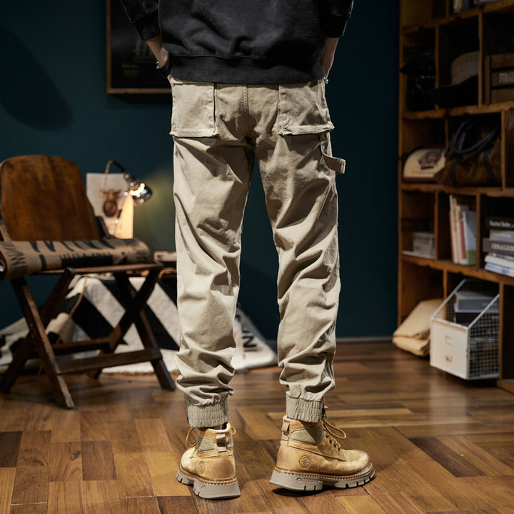 Men's multifunctional cargo jogger pants with elastic comfort waistband, carabiner loop and zipper ankle Mune Fashion