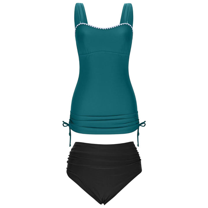 Women's Tankini Set with Adjustable Straps and Side Gathering Mune Fashion