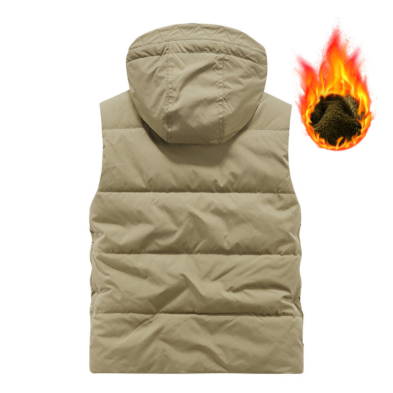 Men's Insulated Utility Vest with Hood, Teddy Lining and Multi-Functional Pockets Mune Fashion