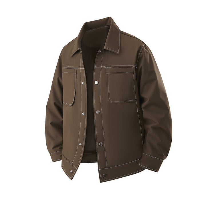 Men's lightweight overshirt jacket made of structured faux leather with patch chest pockets Mune Fashion