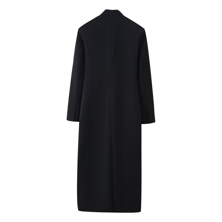 Women's Longer Minimalist Coat with Concealed Button Placket and Patch Pockets Mune Fashion