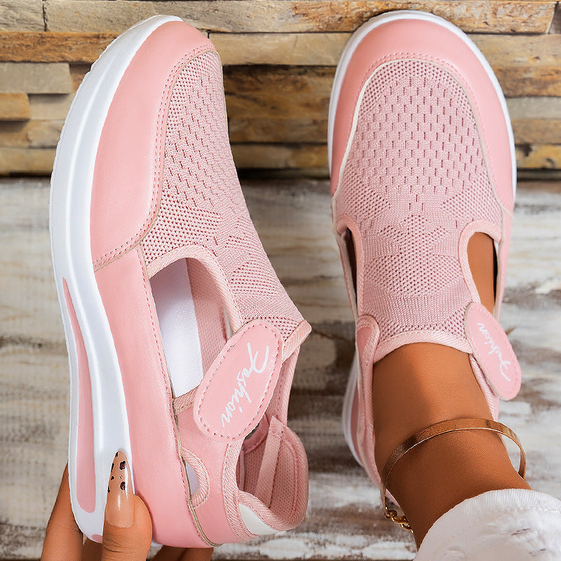 Women's ergonomic Mary Jane slip-on sneakers made of 3D knit with Velcro and shock-absorbing platform sole Mune Fashion