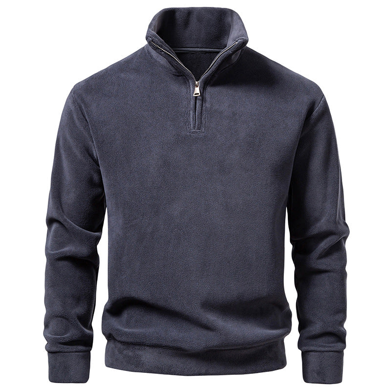 Men's Fleece Half-Zip Pullover with Standing Collar and Soft Microfleece Mune Fashion