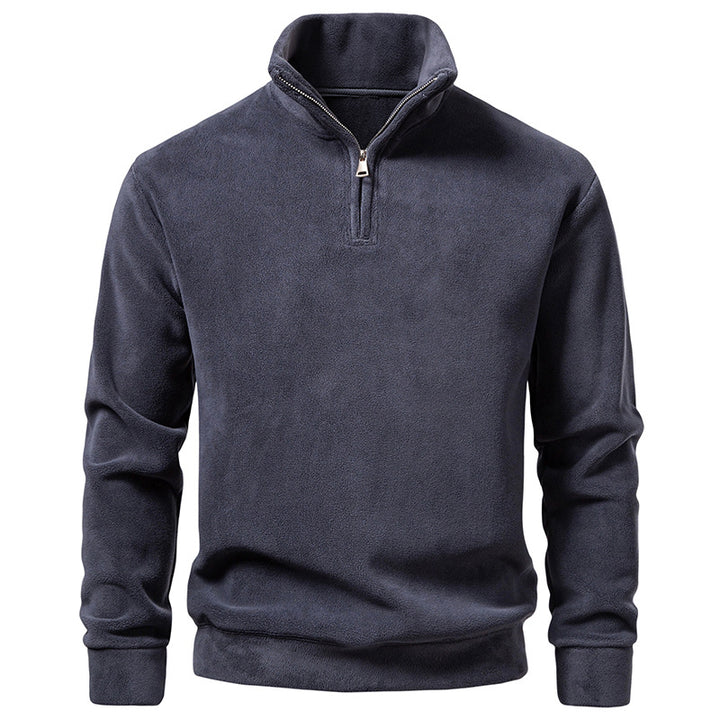 Men's Fleece Half-Zip Pullover with Standing Collar and Soft Microfleece Mune Fashion