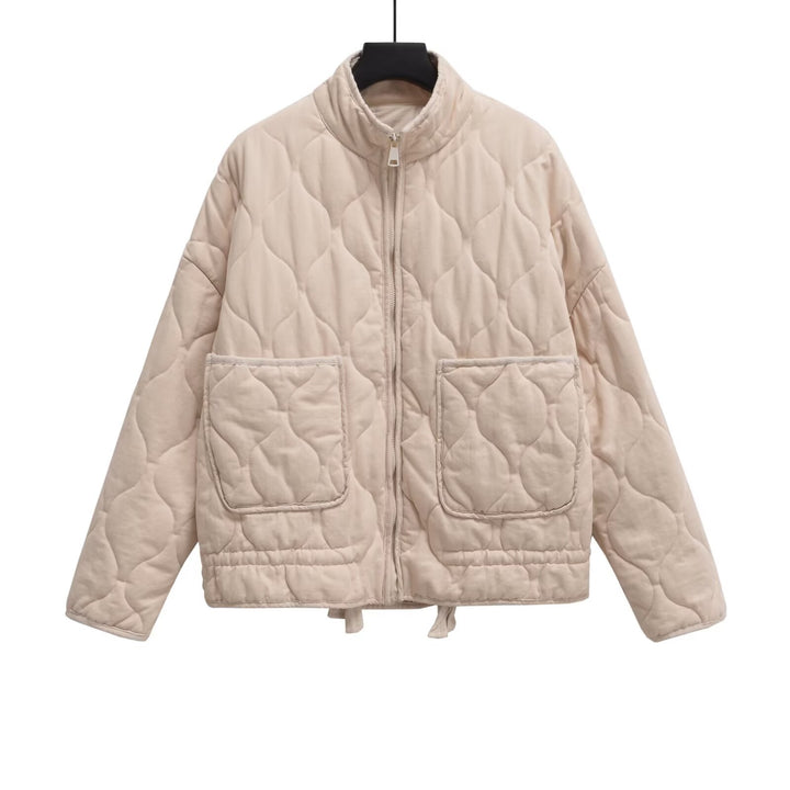 Women’s quilted jacket with stand-up collar, cushion quilting and drawstring Mune Fashion