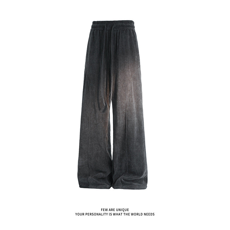 Women's Wide Velour Lounge Pants with High Elastic Waistband and Drawstring Mune Fashion