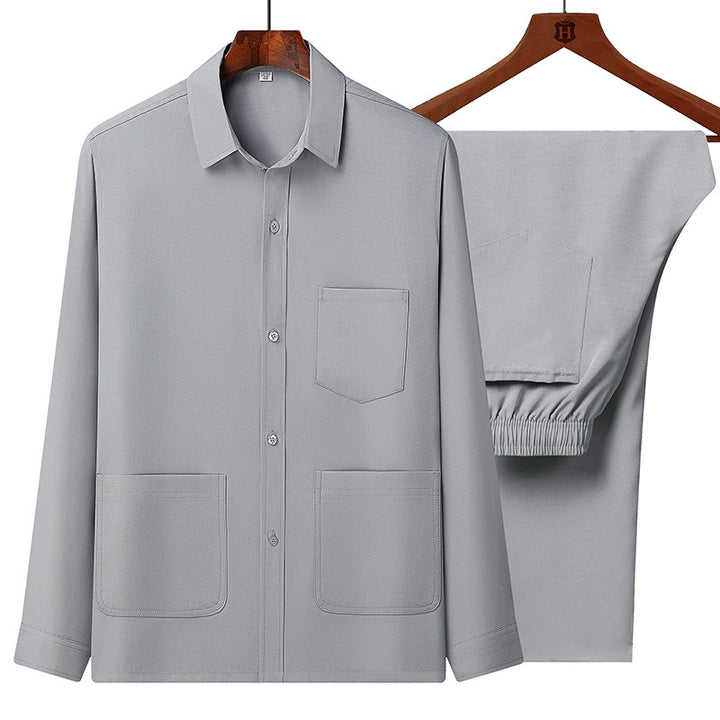 Men's lightweight leisure set with shirt jacket and elastic waistband pants Mune Fashion