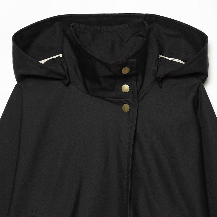 Ladies Short Water-Repellent Hooded Jacket with Snap Button Placket and Patch Pockets Mune Fashion