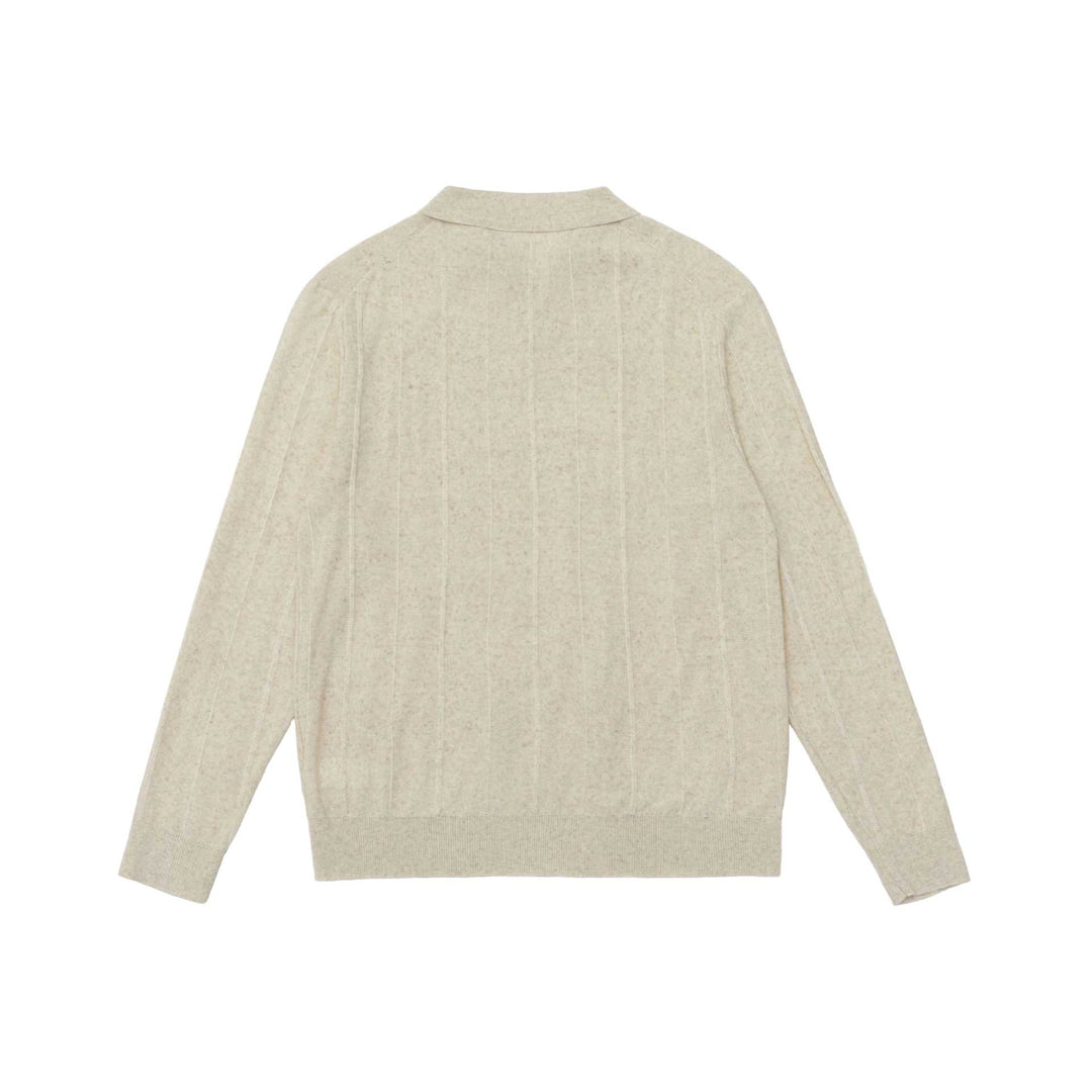 Unisex fine-structured polo sweater with vertical ribbed texture and ribbed hem Mune Fashion