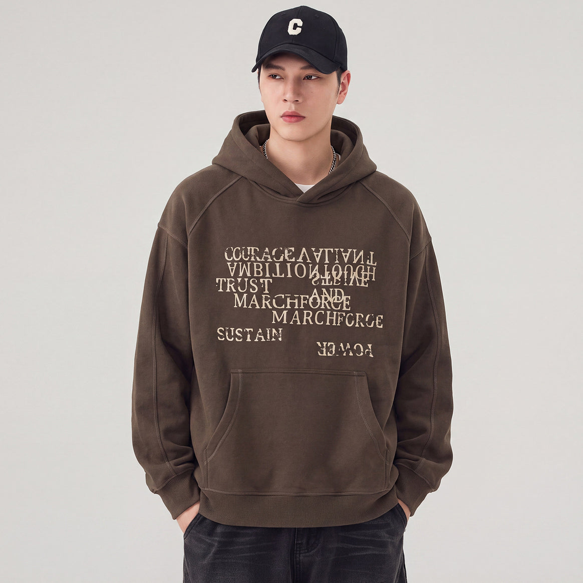 Men's Oversize Hoodie with Statement Print and Kangaroo Pocket Mune Fashion