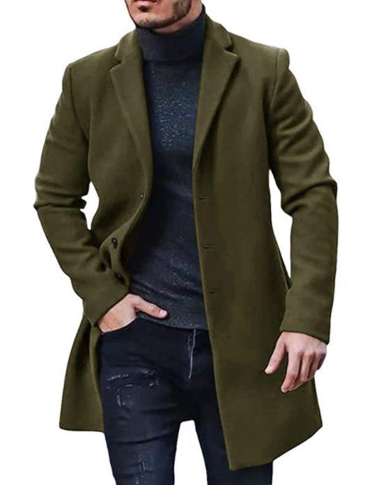 Men's medium-length wool blend coat with a slim silhouette and elegant button placket Mune Fashion
