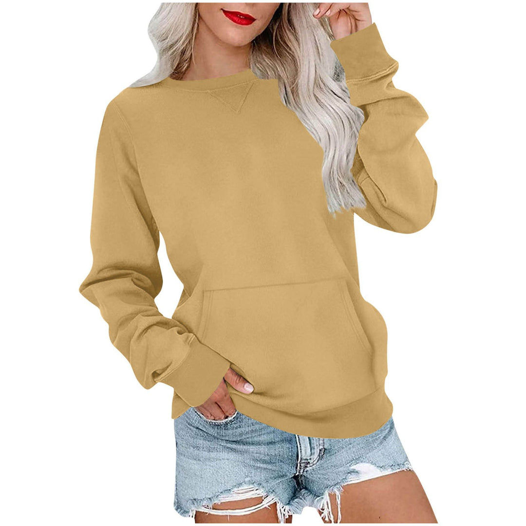 Women's Loose Sweatshirt with Round Neckline and Kangaroo Pocket Mune Fashion