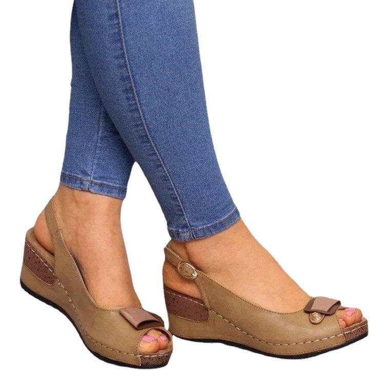Damen Keil‑Slingback‑Sandalen mit gepolstertem Komfortfußbett und Zierschleife Mune Fashion