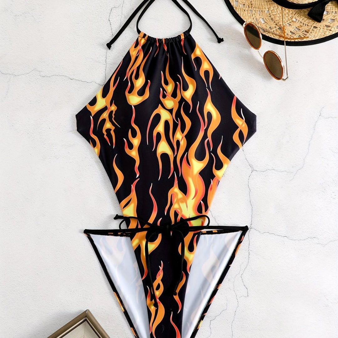 Women's swimsuit with fiery patterns Mune Fashion