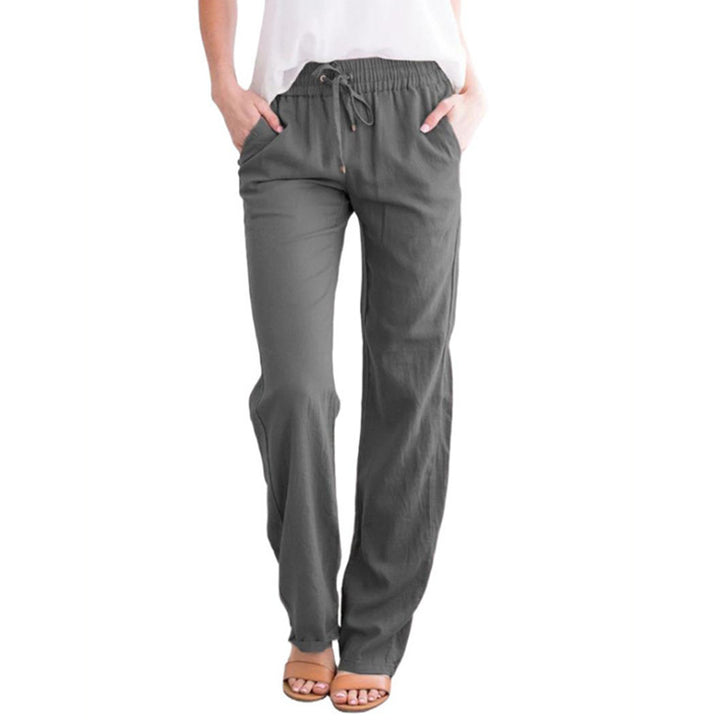 Women's lightweight linen pants with elastic waistband and wide leg Mune Fashion