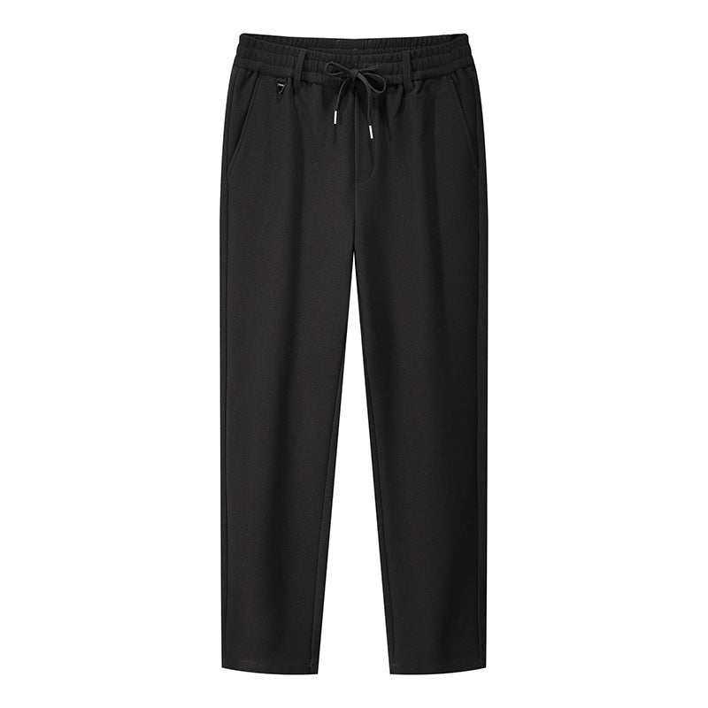 Men's Casual Jogging Pants with Straight Cut, Elastic Waistband, and Turned-Up Hem Mune Fashion
