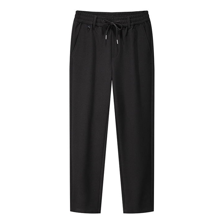 Men's Casual Jogging Pants with Straight Cut, Elastic Waistband, and Turned-Up Hem Mune Fashion