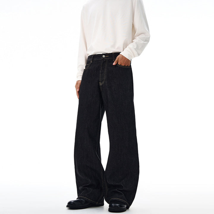 Men's Extra Wide Denim Palazzo Pants with High Waist and Extended Hem Mune Fashion