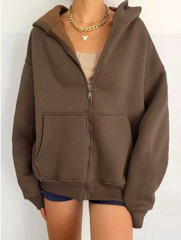 Women's minimalist French Terry zip hoodie with a full zipper, kangaroo pocket, and thumbhole sleeves Mune Fashion