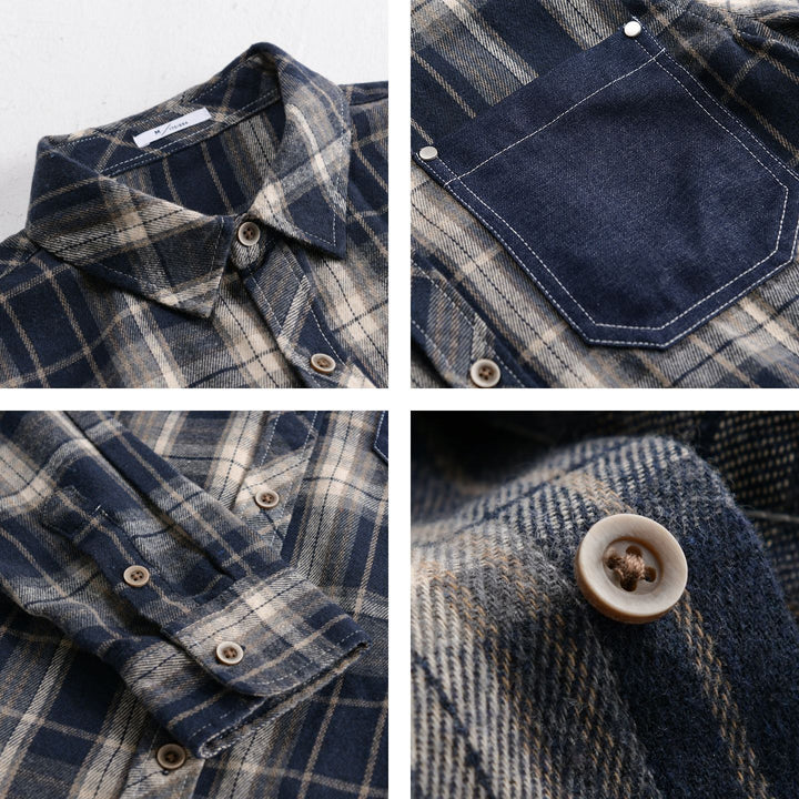 Men's checkered flannel overshirt in relaxed-fit with contrasting chest pocket Mune Fashion